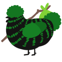 A black and leaf chicken with a bar pattern