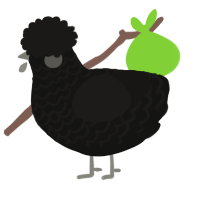 A black and sable chicken with a lace pattern