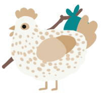 A white and beige chicken with a speckle pattern