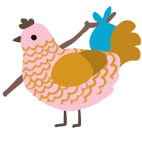 A rose and ochre chicken with a lace pattern