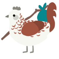A white and russet chicken with a half-lace pattern
