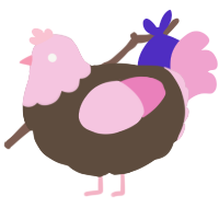 A bark and pink chicken with a head pattern