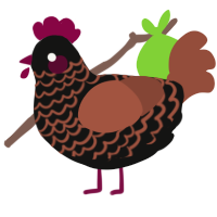 A black and russet chicken with a lace pattern