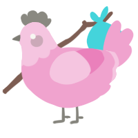A pink chicken with a head pattern