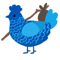 A ultramarine and sky chicken with a lace pattern