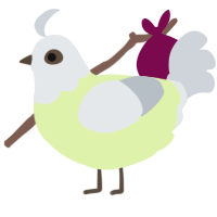 A apple and mist chicken with a head pattern
