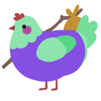 A blurple and spring chicken with a head pattern
