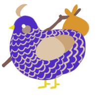 A indigo and beige chicken with a lace pattern