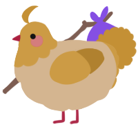 A beige and gold chicken with a head pattern