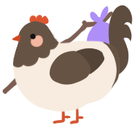 A cream and bark chicken with a head pattern
