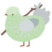 A gluppy and silver chicken with a speckle pattern