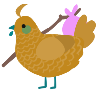 A ochre and gold chicken with a lace pattern