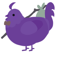 A amethyst chicken with a head pattern