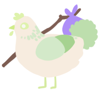 A cream and gluppy chicken with a neck-speckle pattern
