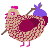 A beige and maroon chicken with a lace pattern