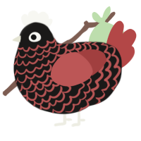 A sable and red chicken with a lace pattern