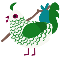 A white and leaf chicken with a lace pattern