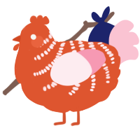 A vermilion and rose chicken with a half-bar pattern