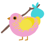 A pink and yellow chicken with a half-lace pattern