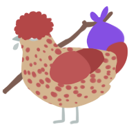 A beige and red chicken with a speckle pattern