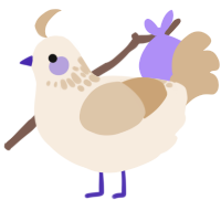 A cream and beige chicken with a neck-speckle pattern