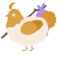 A cream and orange chicken with a head pattern