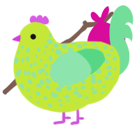 A lime and spring chicken with a speckle pattern
