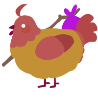 A gold and red chicken with a head pattern