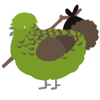 A chartreuse and bark chicken with a half-lace pattern