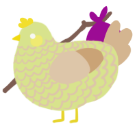 A lemon and beige chicken with a lace pattern