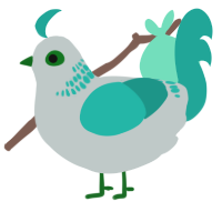 A silver and turquoise chicken with a neck-band pattern