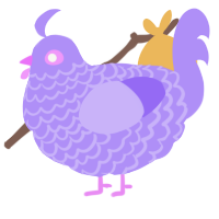 A lilac chicken with a lace pattern