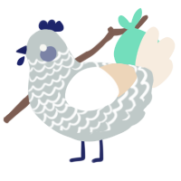 A silver and cream chicken with a lace pattern