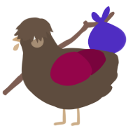 A bark and maroon chicken
