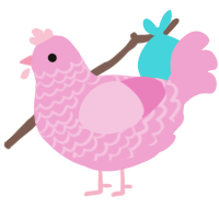 A pink chicken with a lace pattern