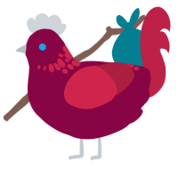 Panther, a maroon and crimson chicken with a neck-speckle pattern
