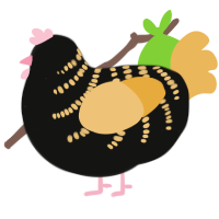 A black and honey chicken with a half-bar pattern
