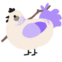 A cream and lilac chicken with a neck-band pattern