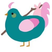 A teal and pink chicken