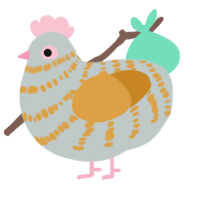 A silver and orange chicken with a bar pattern