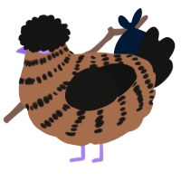 A brown and black chicken with a bar pattern