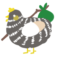 A grey and cream chicken with a bar pattern