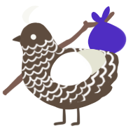 A bark and white chicken with a lace pattern