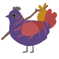 A overcast and red chicken with a half-bar pattern