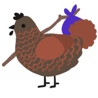 A bark and russet chicken with a lace pattern