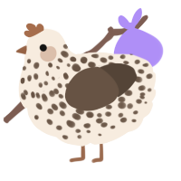 A cream and bark chicken with a speckle pattern