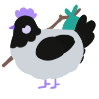 A mist and black chicken with a head pattern