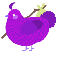A amethyst and violet chicken with a lace pattern