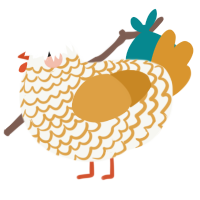 A white and orange chicken with a lace pattern
