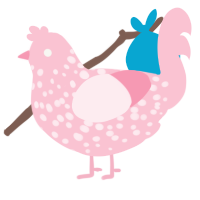 A rose chicken with a speckle pattern